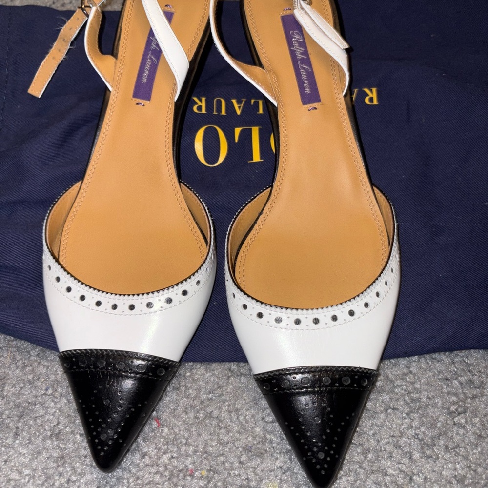 Ralph Lauren Two-Tone Black + White Heels (PURPLE LABEL)